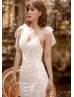 Spaghetti Straps Beaded Ivory Lace Tulle Wedding Dress